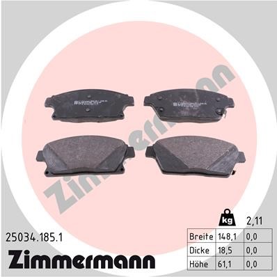 Bromsbeläggsats, Framaxel Zimmermann 25034.185.1 ZIMMERMANN