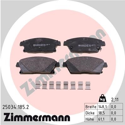 Bromsbeläggsats, Framaxel Zimmermann 25034.185.2 ZIMMERMANN