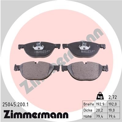 Bromsbeläggsats, Framaxel Zimmermann 25045.200.1 ZIMMERMANN