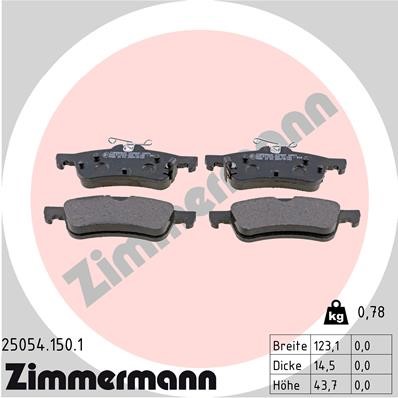 Bromsbeläggsats, Bakaxel Zimmermann 25054.150.1 ZIMMERMANN