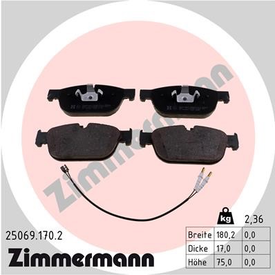 Bromsbeläggsats, Framaxel Zimmermann 25069.170.2 ZIMMERMANN