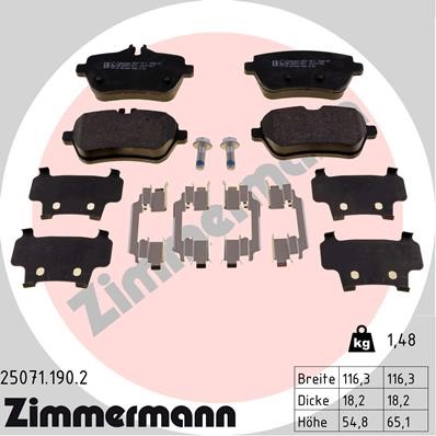 Bromsbeläggsats, Bakaxel Zimmermann 25071.190.2 ZIMMERMANN
