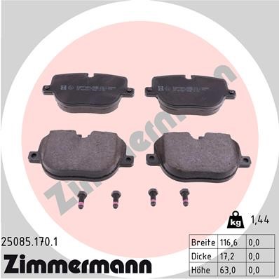 Bromsbeläggsats, Bakaxel Zimmermann 25085.170.1 ZIMMERMANN