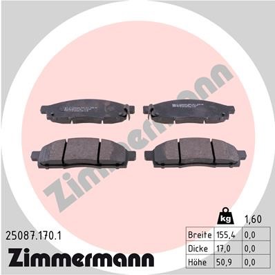 Bromsbeläggsats, Framaxel Zimmermann 25087.170.1 ZIMMERMANN