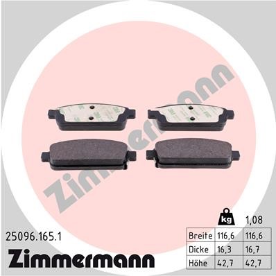 Bromsbeläggsats, Bakaxel Zimmermann 25096.165.1 ZIMMERMANN