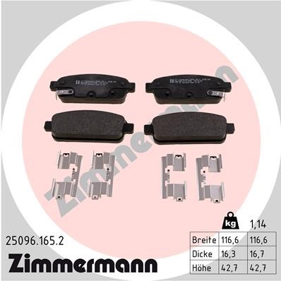 Bromsbeläggsats, Bakaxel Zimmermann 25096.165.2 ZIMMERMANN