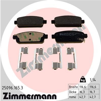 Bromsbeläggsats, Bakaxel Zimmermann 25096.165.3 ZIMMERMANN