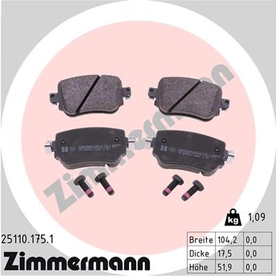 Bromsbeläggsats, Bakaxel Zimmermann 25110.175.1 ZIMMERMANN
