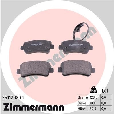 Bromsbeläggsats, Bakaxel Zimmermann 25112.180.1 ZIMMERMANN