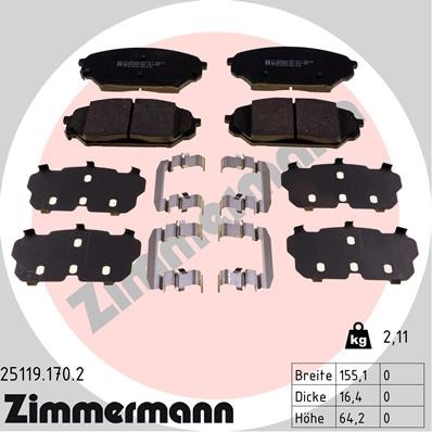 Bromsbeläggsats, Framaxel Zimmermann 25119.170.2 ZIMMERMANN