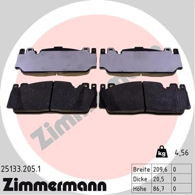Bromsbeläggsats, Framaxel Zimmermann 25133.205.1 ZIMMERMANN
