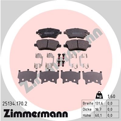 Bromsbeläggsats, Framaxel Zimmermann 25134.170.2 ZIMMERMANN
