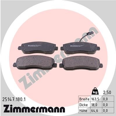 Bromsbeläggsats, Framaxel Zimmermann 25147.180.1 ZIMMERMANN