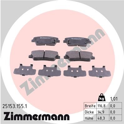 Bromsbeläggsats, Bakaxel Zimmermann 25153.155.1 ZIMMERMANN