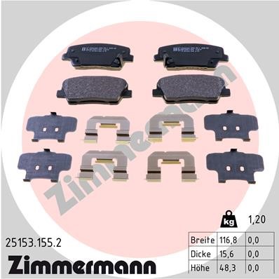 Bromsbeläggsats, Bakaxel Zimmermann 25153.155.2 ZIMMERMANN