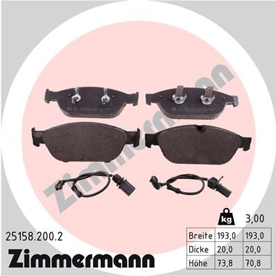 Bromsbeläggsats, Framaxel Zimmermann 25158.200.2 ZIMMERMANN