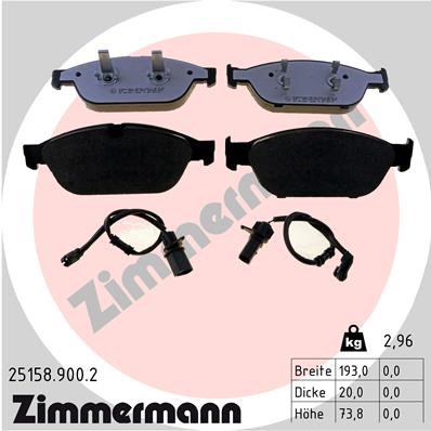 Bromsbeläggsats, Framaxel Zimmermann Rd:z 25158.900.2 ZIMMERMANN