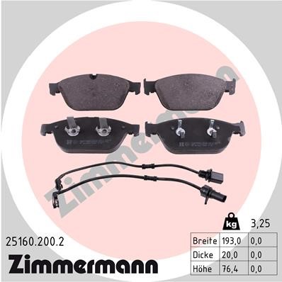 Bromsbeläggsats, Framaxel Zimmermann 25160.200.2 ZIMMERMANN