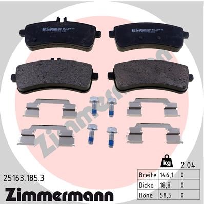 Bromsbeläggsats, Bakaxel Zimmermann 25163.185.3 ZIMMERMANN