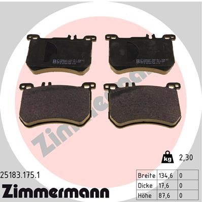 Bromsbeläggsats, Framaxel Zimmermann 25183.175.1 ZIMMERMANN