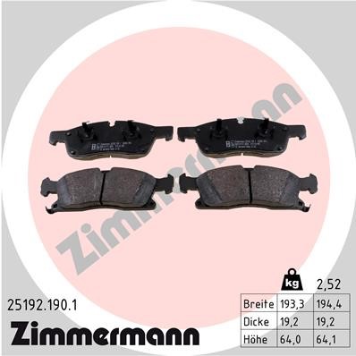 Bromsbeläggsats, Framaxel Zimmermann 25192.190.1 ZIMMERMANN