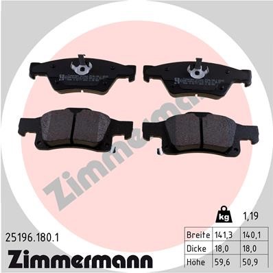 Bromsbeläggsats, Bakaxel Zimmermann 25196.180.1 ZIMMERMANN Bromsbeläggsats, Bakaxel Zimmermann 25196.180.1 ZIMMERMANN