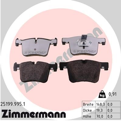 Bromsbeläggsats, Framaxel Zimmermann Rd:z 25199.995.1 ZIMMERMANN