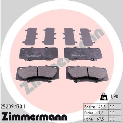 Bromsbeläggsats, Framaxel Zimmermann 25209.170.1 ZIMMERMANN