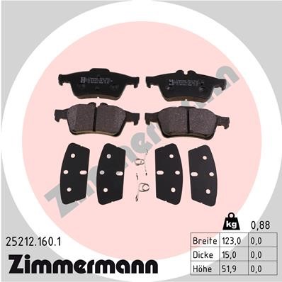 Bromsbeläggsats, Bakaxel Zimmermann 25212.160.1 ZIMMERMANN
