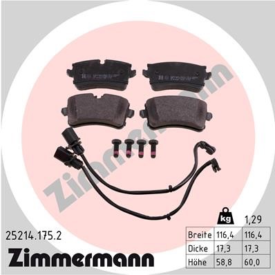 Bromsbeläggsats, Bakaxel Zimmermann 25214.175.2 ZIMMERMANN