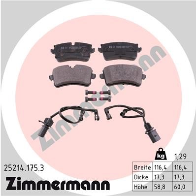 Bromsbeläggsats, Bakaxel Zimmermann 25214.175.3 ZIMMERMANN