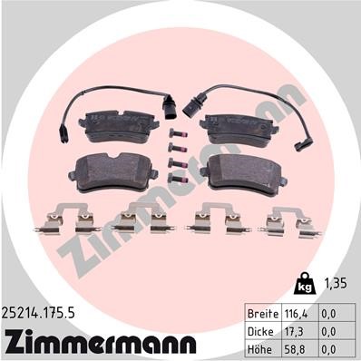 Bromsbeläggsats, Bakaxel Zimmermann 25214.175.5 ZIMMERMANN
