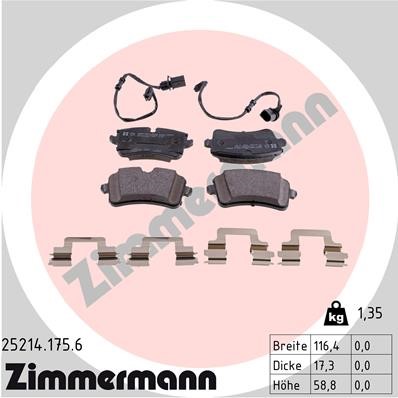 Bromsbeläggsats, Bakaxel Zimmermann 25214.175.6 ZIMMERMANN