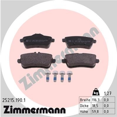 Bromsbeläggsats, Bakaxel Zimmermann 25215.190.1 ZIMMERMANN