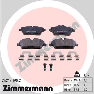 Bromsbeläggsats, Bakaxel Zimmermann 25215.190.2 ZIMMERMANN