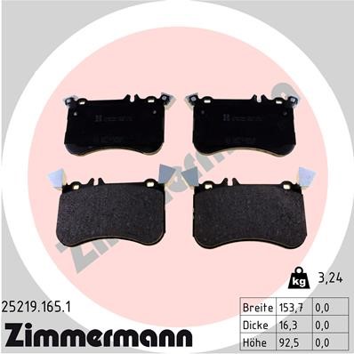 Bromsbeläggsats, Framaxel Zimmermann 25219.165.1 ZIMMERMANN