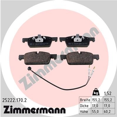 Bromsbeläggsats, Framaxel Zimmermann 25222.170.2 ZIMMERMANN