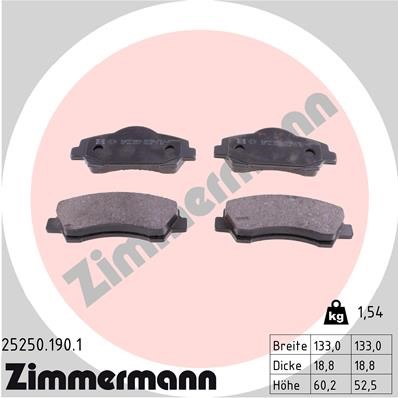 Bromsbeläggsats, Framaxel Zimmermann 25250.190.1 ZIMMERMANN