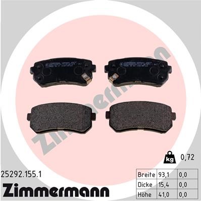 Bromsbeläggsats, Bakaxel Zimmermann 25292.155.1 ZIMMERMANN