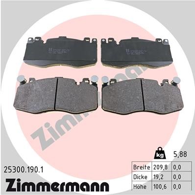 Bromsbeläggsats, Framaxel Zimmermann 25300.190.1 ZIMMERMANN