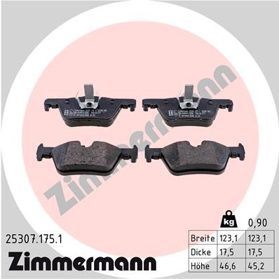 Bromsbeläggsats, Bakaxel Zimmermann 25307.175.1 ZIMMERMANN