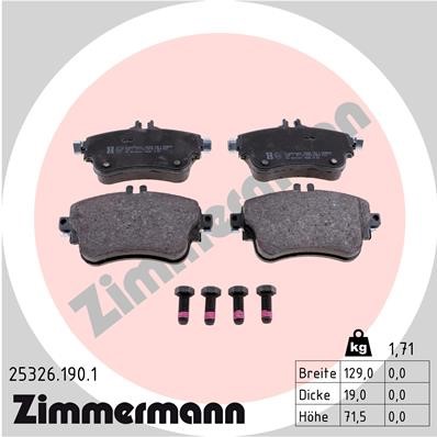 Bromsbeläggsats, Framaxel Zimmermann 25326.190.1 ZIMMERMANN Bromsbeläggsats, Framaxel Zimmermann 25326.190.1 ZIMMERMANN
