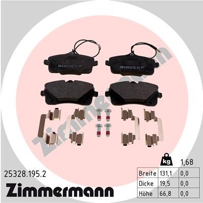 Bromsbeläggsats, Framaxel Zimmermann 25328.195.2 ZIMMERMANN