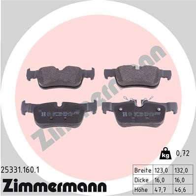 Bromsbeläggsats, Bakaxel Zimmermann 25331.160.1 ZIMMERMANN