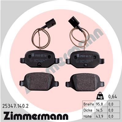 Bromsbeläggsats, Bakaxel Zimmermann 25347.140.2 ZIMMERMANN