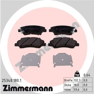 Bromsbeläggsats, Framaxel Zimmermann 25348.180.1 ZIMMERMANN