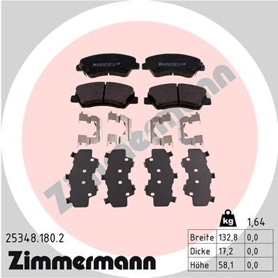 Bromsbeläggsats, Framaxel Zimmermann 25348.180.2 ZIMMERMANN