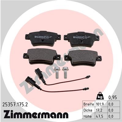 Bromsbeläggsats, Bakaxel Zimmermann 25357.175.2 ZIMMERMANN