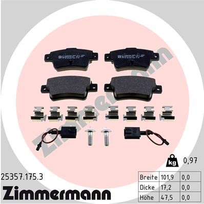 Bromsbeläggsats, Bakaxel Zimmermann 25357.175.3 ZIMMERMANN