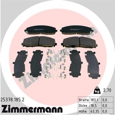 Bromsbeläggsats, Framaxel Zimmermann 25378.185.2 ZIMMERMANN
